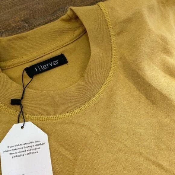 TERVER Men’s Dropped Shoulders thick Short sleeve cotton blend tee Size L NWT - Picture 5 of 7